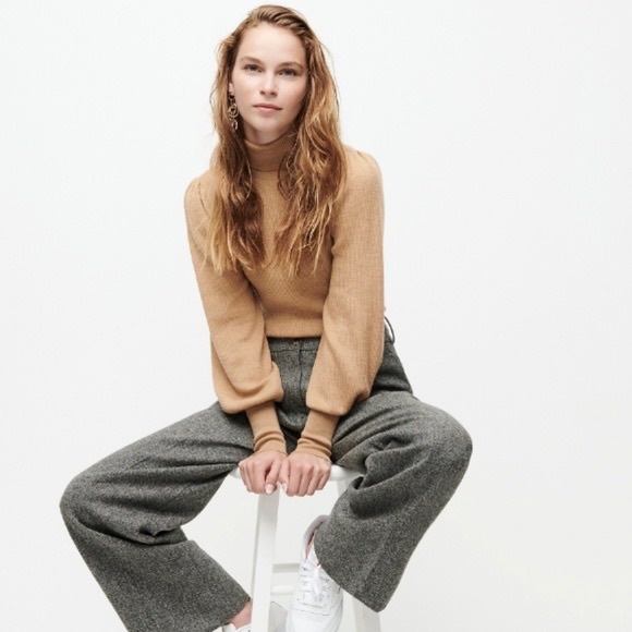 J. Crew Sweaters - J Crew Balloon Sleeve Wool Turtleneck Sweater In Camel